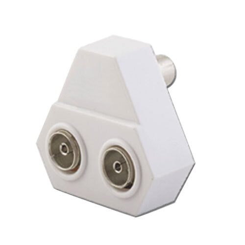 Sansai 2-Way Indoor 75ohm Right Angle TV Antenna Signal Coaxial Splitter White