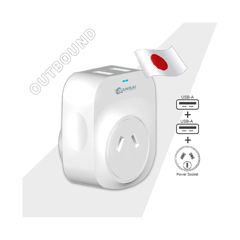 Sansai Surge Protected Travel Adapter w/ 2 x USB Ports - AU/Japan Region — image 2
