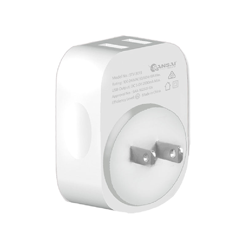 Sansai Travel Adapter w/Surge Protection And USB-C + a Port - AU/Japan Region