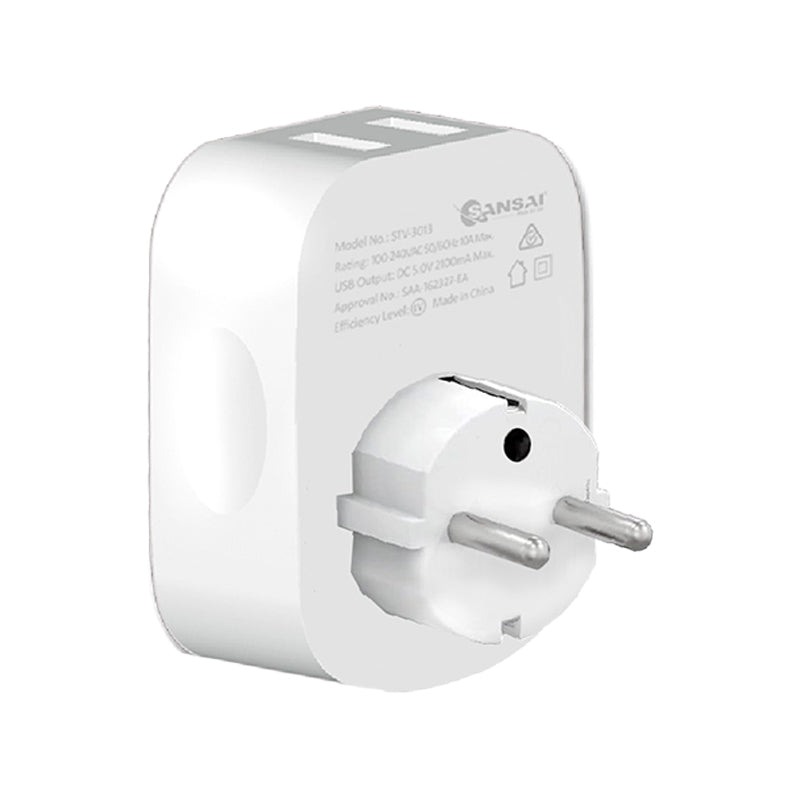 Sansai Travel Adapter w/Surge Protection And USB-C + a Port - AU/Europe Region