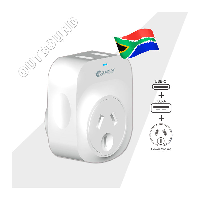 Sansai Surge Protected Travel Adapter with USB-C And USB-A Port AU ZA Region — image 2