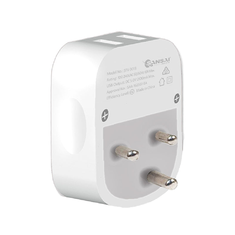 Sansai Surge Protected Travel Adapter with USB-C And USB-A Port AU ZA Region