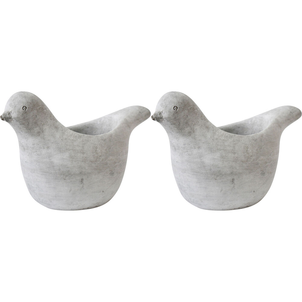 LVD Cement Outdoor/Indoor Planter Pot Bird Large 25x12cm White Grey (2 Pack)