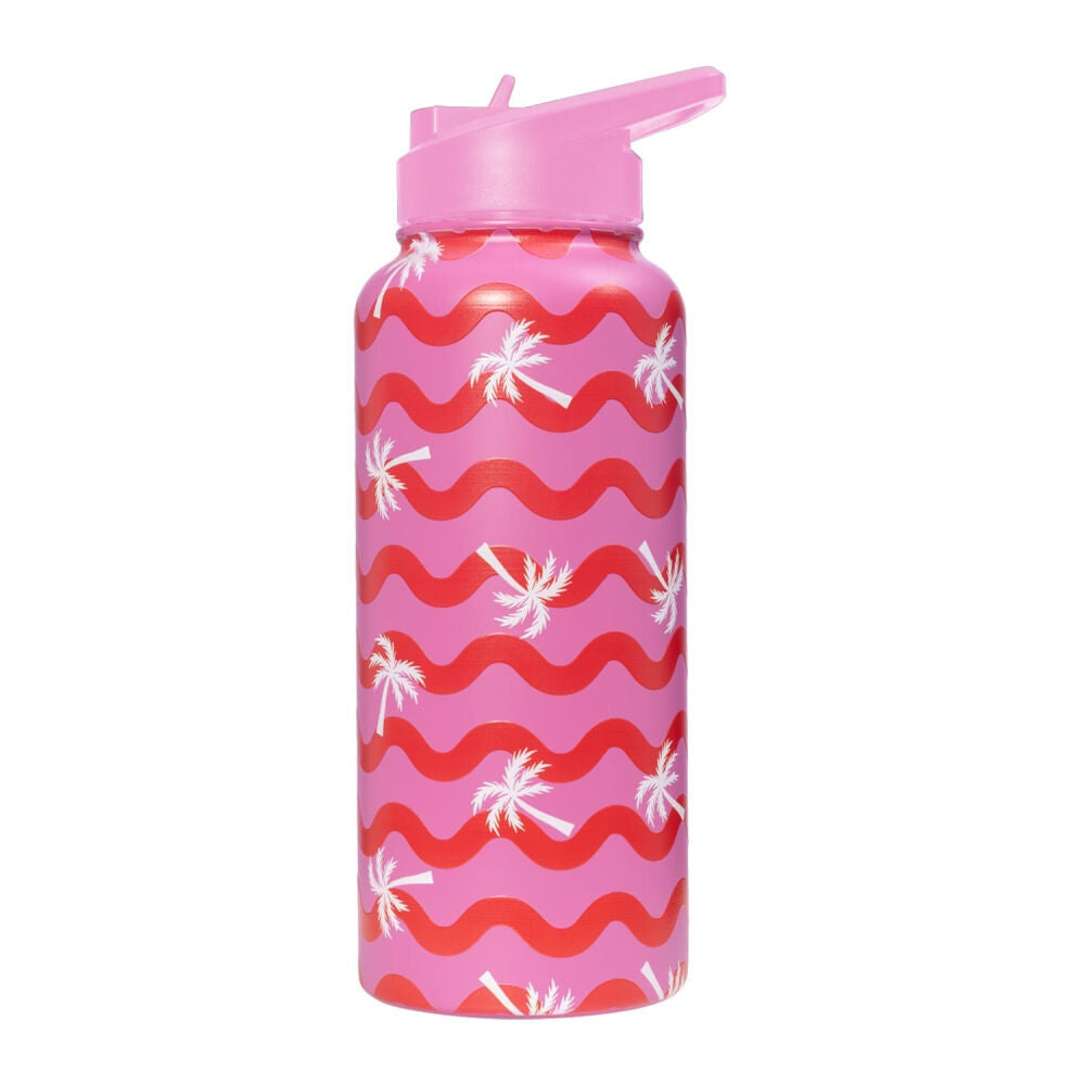 Splosh 9x25cm Pink Summer Waves 950ml Insulated Double Walled Drink Bottle