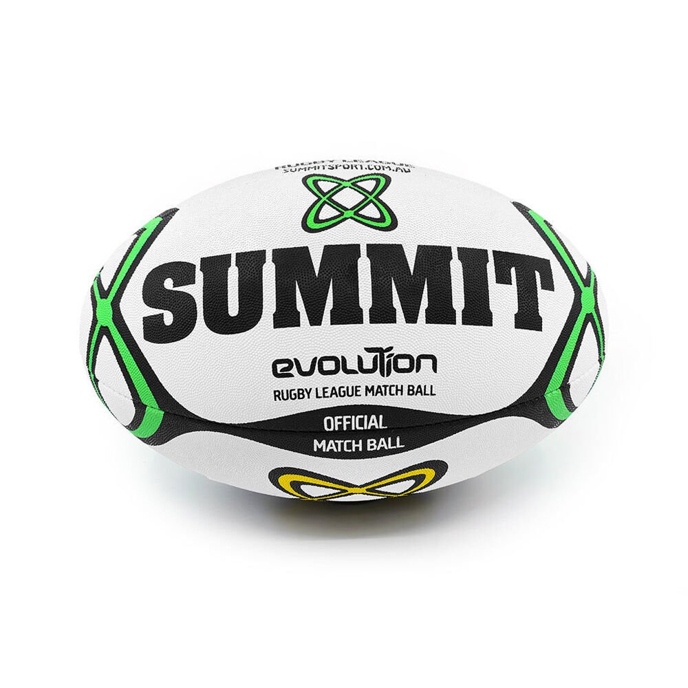 Summit Global Evolution Rugby League Rubber Ball 2.0 Size 5 White/Green — image 3