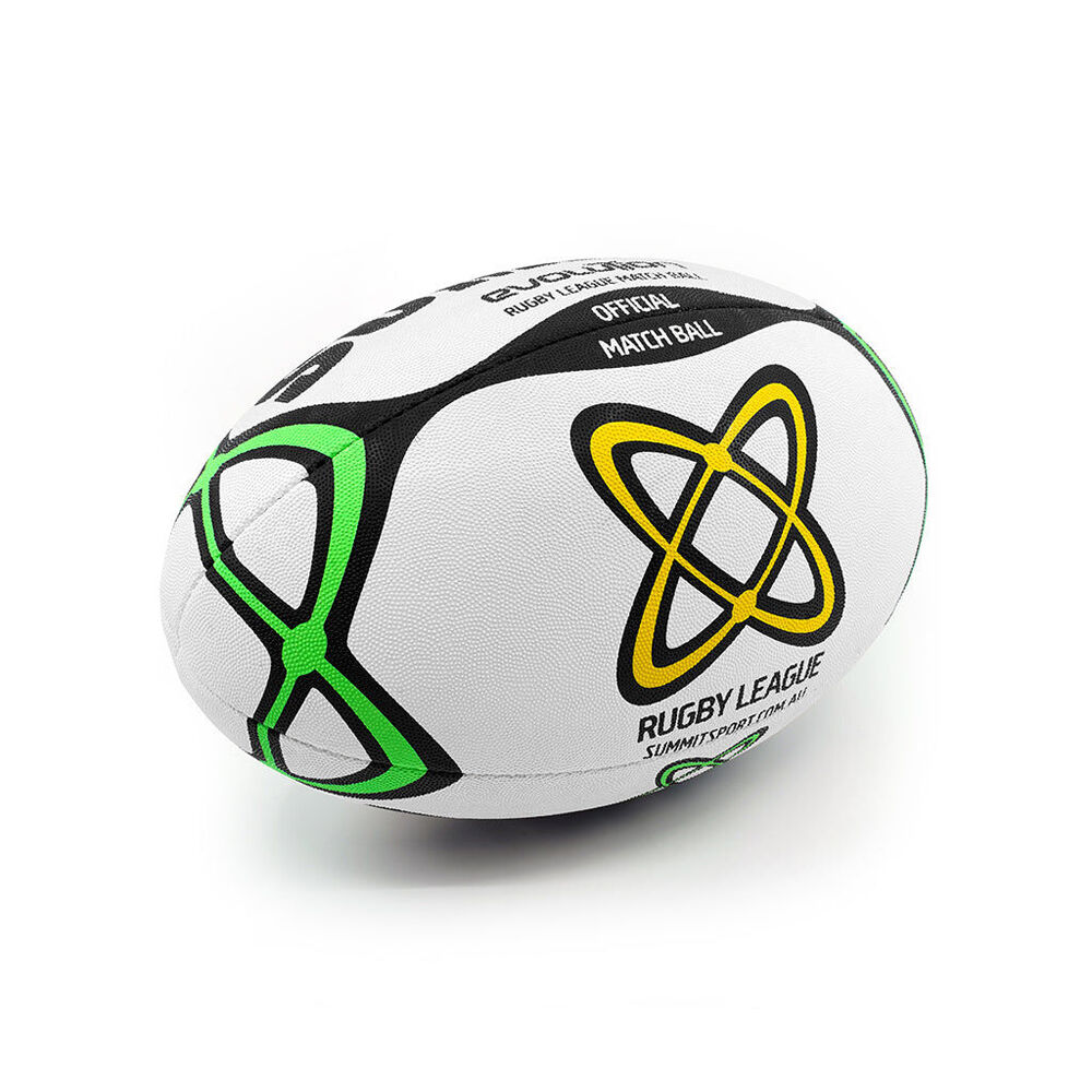 Summit Global Evolution Rugby League Rubber Ball 2.0 Size 5 White/Green — image 2