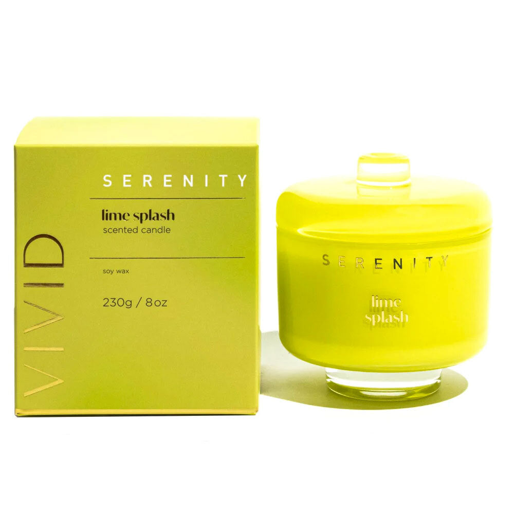 Serenity Vivid Fragrance Glass Candle In a Box - Lime Green Splash 230g