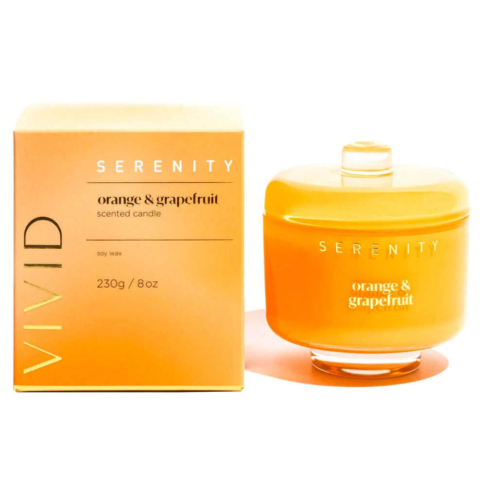 Serenity Vivid Fragrance Glass Candle In a Box - Orange & Grapefruit 230g