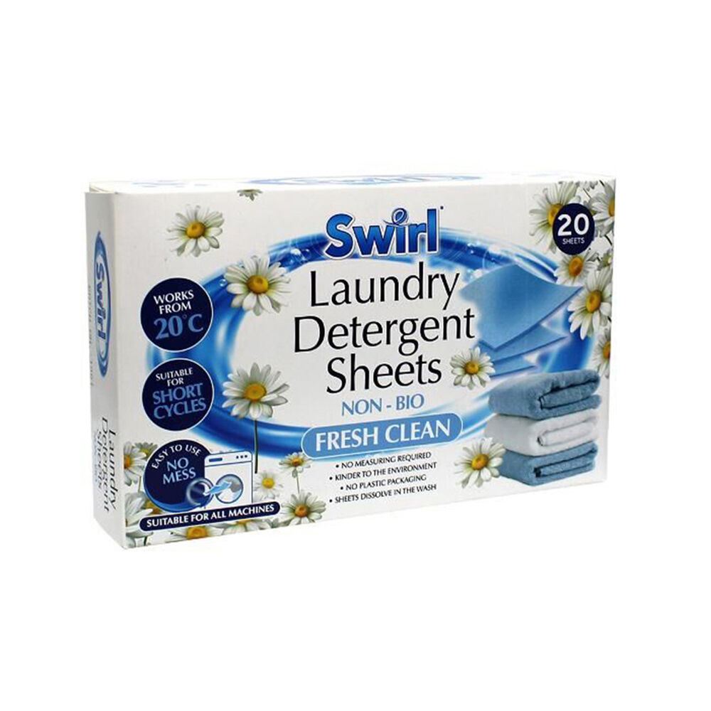 Swirl Laundry Detergent Cleaning Scented Washing Sheets - Fresh Clean (20 Pieces)