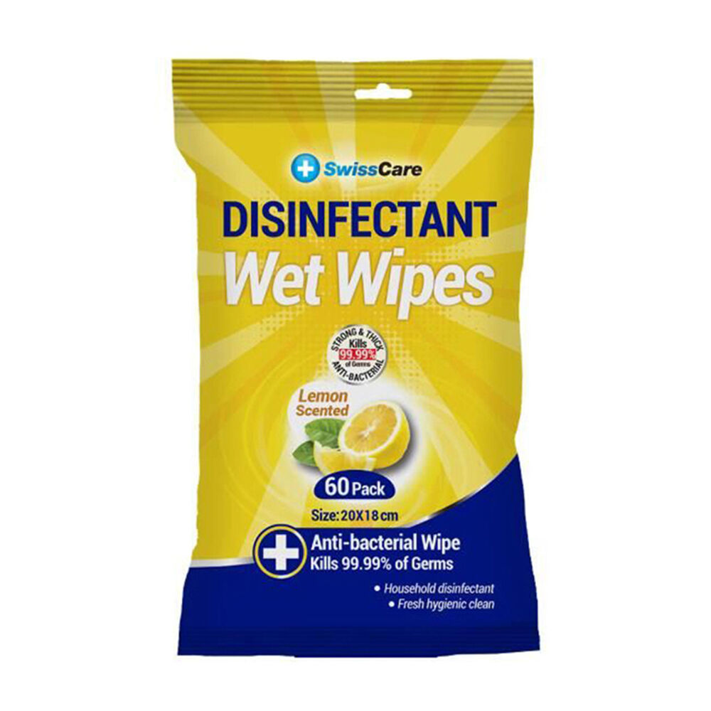 Swisscare 60pc SwissCare Antibacterial Disinfectant Cleaning Wet Wipes Lemon Scented (24 Pack) — image 2