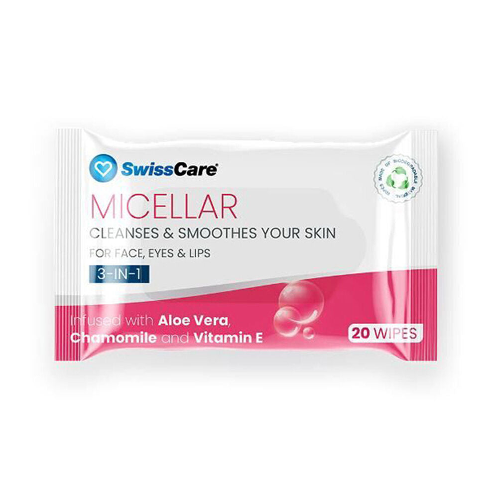 Swisscare 3-in-1 Makeup Remover Soft Micellar Wipes w/ Aloe Vera (40 Pieces)