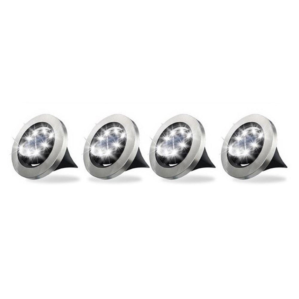 Bell+howell Swivel Disk Stainless Steel Solar/LED Adjustable Lights w/Stakes (4 Pieces)