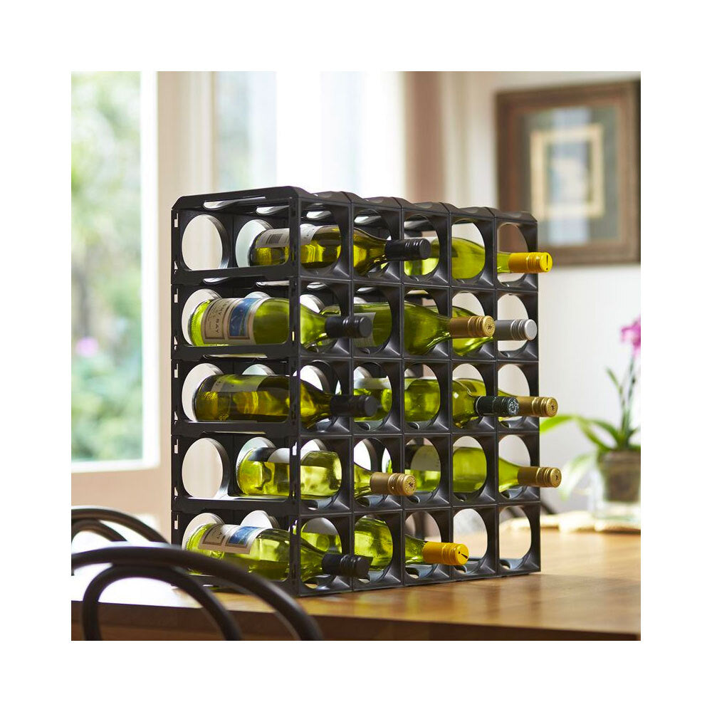 Stakrax 30 Bottle Modular Home Wine Rack Plastic Organiser Kit Silver — image 3