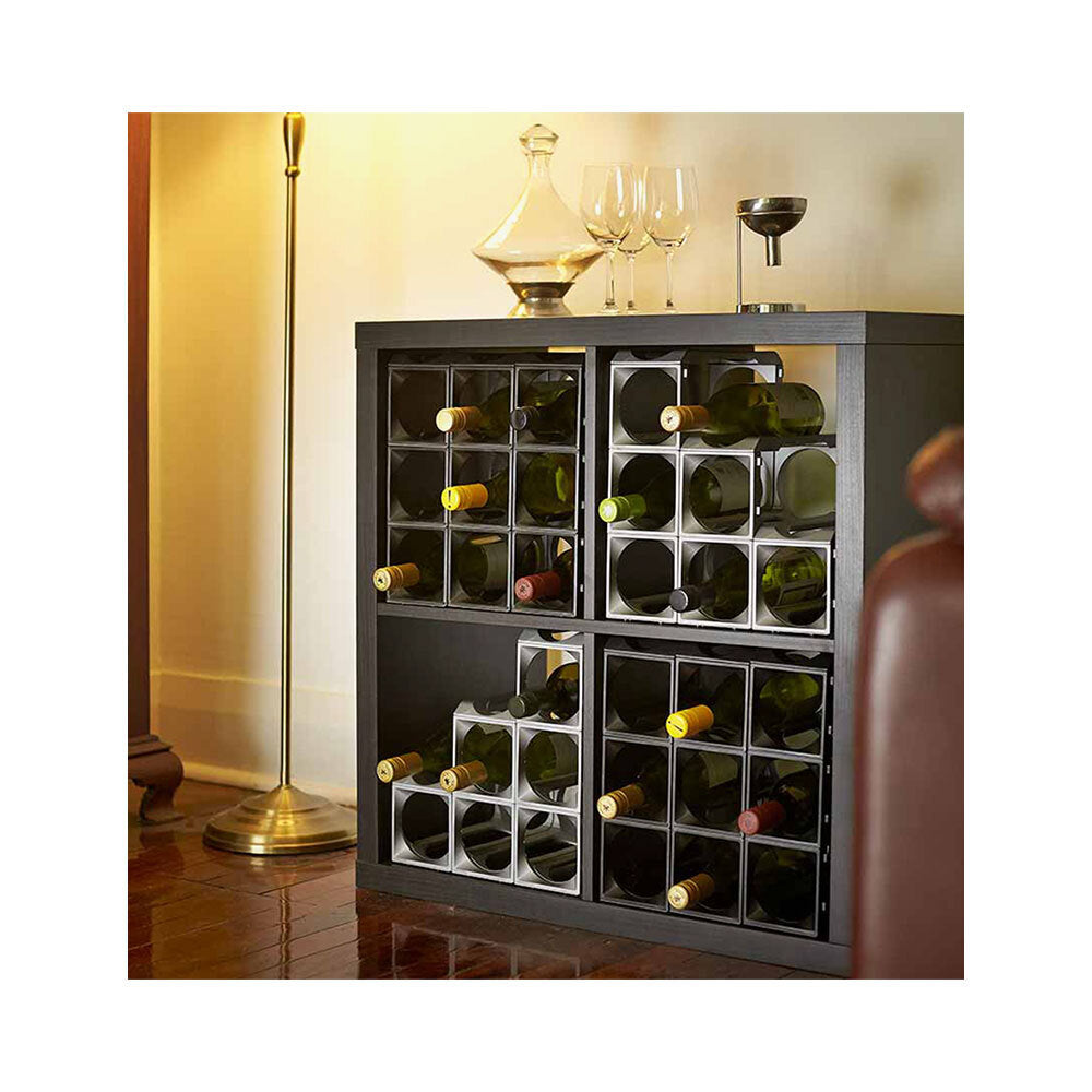 Stakrax 30 Bottle Modular Home Wine Rack Plastic Organiser Kit Silver — image 4