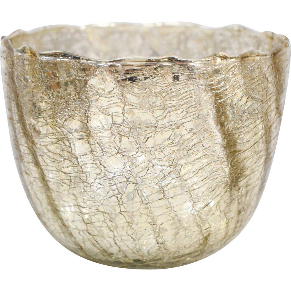 LVD Glass Crackled Nougat Votive Candle Holder Tabletop Home Decor Gold Large (2 Pack) — image 2