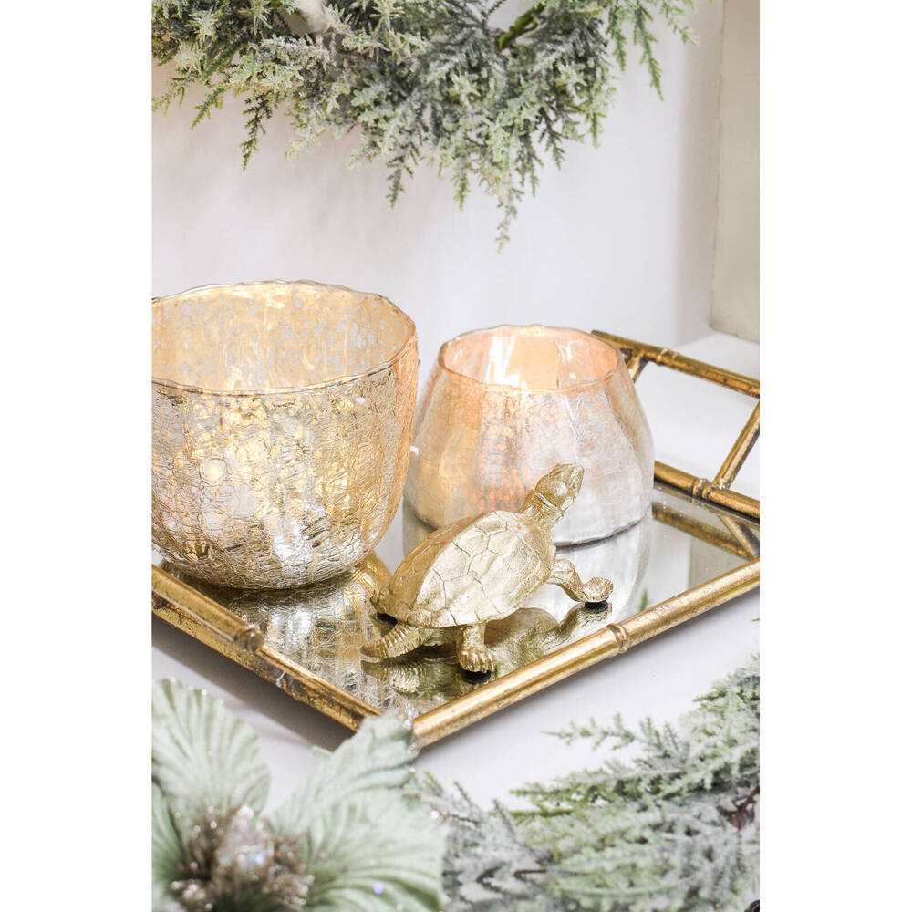 LVD Glass Crackled Nougat Votive Candle Holder Tabletop Home Decor Gold Large (2 Pack) — image 3