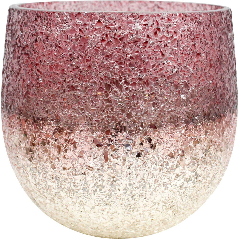LVD Glass Votive Vase Candle Tabletop Holder Home Decor 19cm Rose Champagne