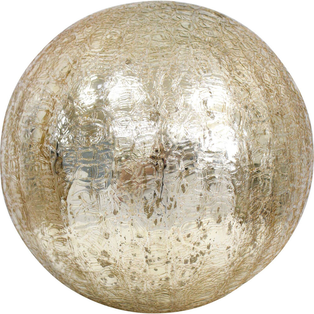 LVD Glass Ball Nougat Crackled Led Home/Lounge Tabletop Light Decor Gold XL — image 3