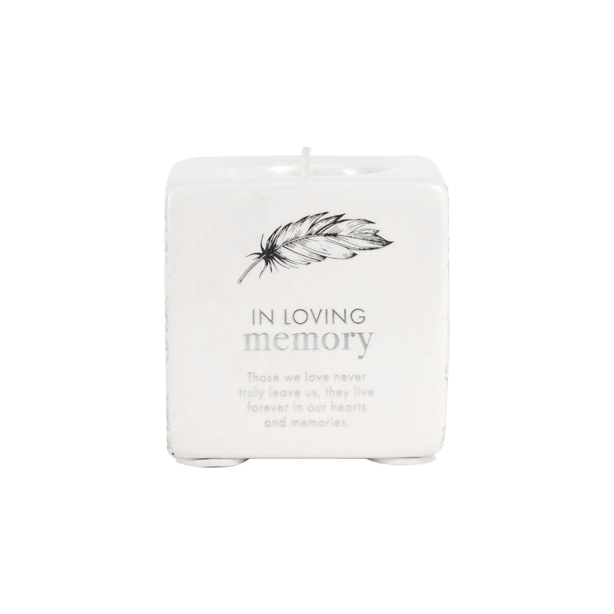 Splosh Sympathy In Loving Memory Candle Holder/Ceramic Tealight Stand White 8cm