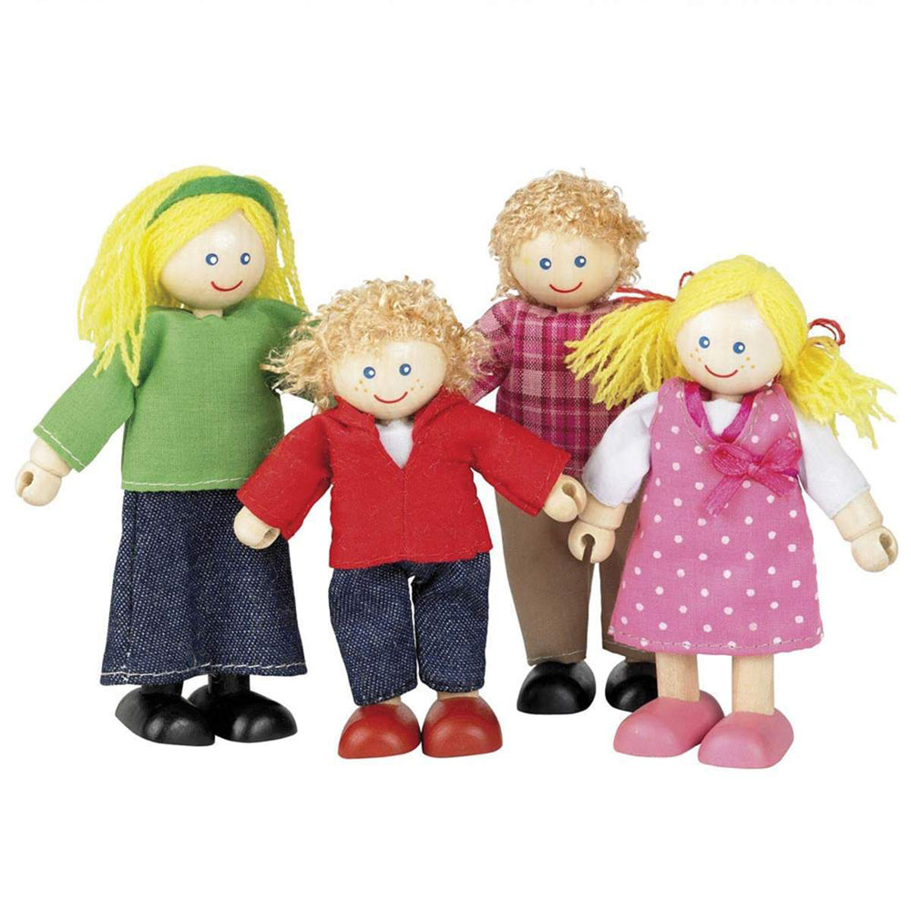 Tidlo Doll Family 3 Figure 12cm Wooden Toy Set Kids Fun Pretend Play 3+ (4 Pieces)