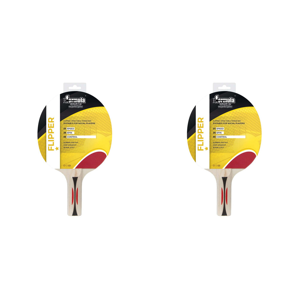 Formula Sports Flipper 1 Star Bat Ping Pong Racket Table Tennis Paddle Game (2 Pack)