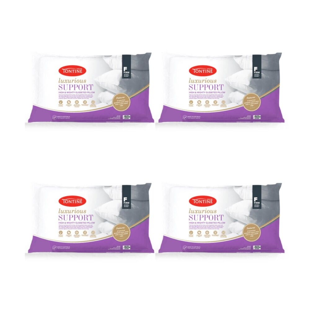 Tontine Luxurious Support High & Firm Sleeping Pillow Cushion Rectangle (4 Pack)