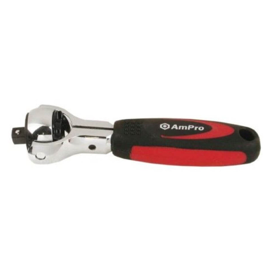 Ampro T29790 1/4" Drive Spinner Stubby Chrome Steel Ratchet/Socket Spanner Tool