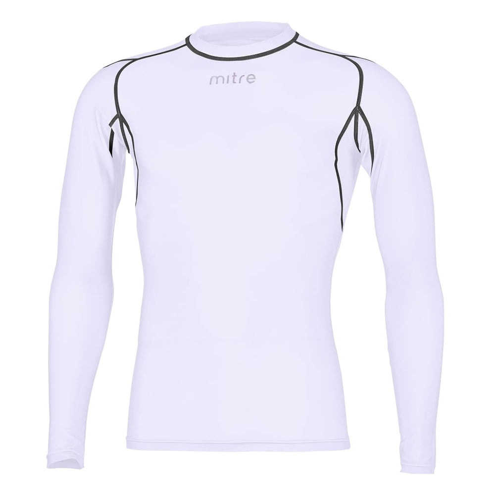 Mitre Neutron Base Layer White Compression LS Top Size LG Mens Gym/Sportswear