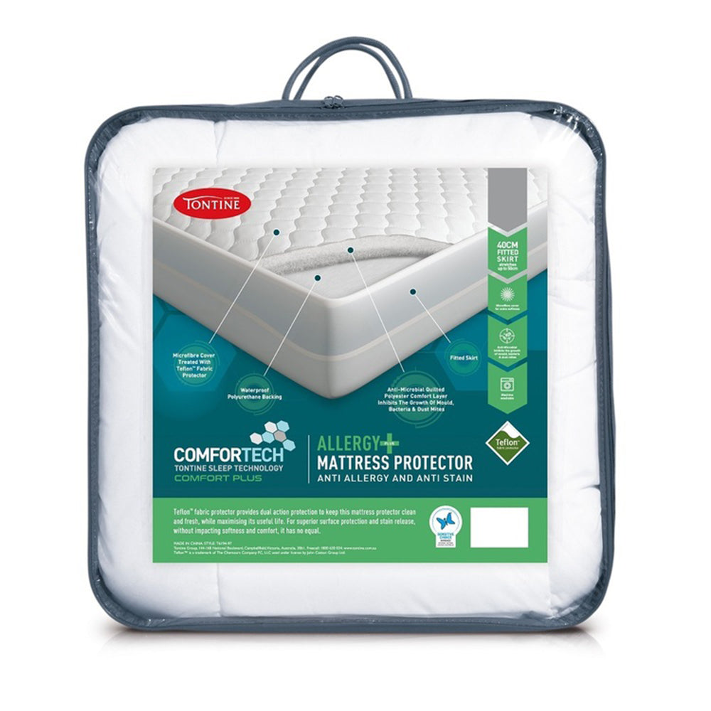 Tontine Comfortech Bed Comfort Plus Mattress Protector Anti Allergy — Queen
