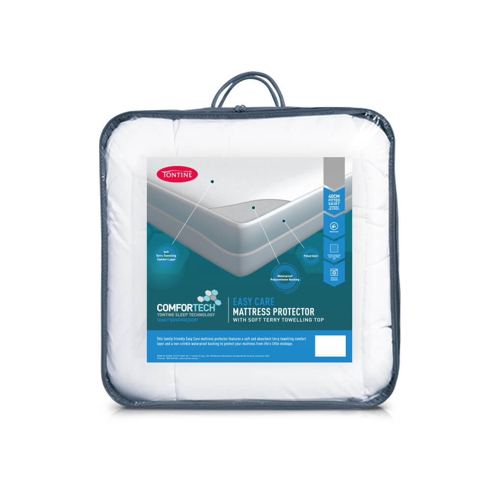 Tontine Comfortech Easy Care Bed Mattress Protector Home Bedding White — King