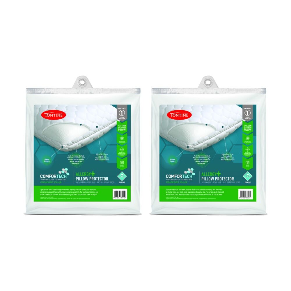 Tontine Comfortech Allergy Plus Stain Ease Pillow Protector Standard (2 Pack)