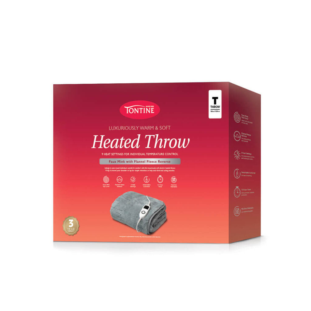 Tontine Luxuriously Warm & Soft Electric Heated Throw 120x160cm Pewter Blue