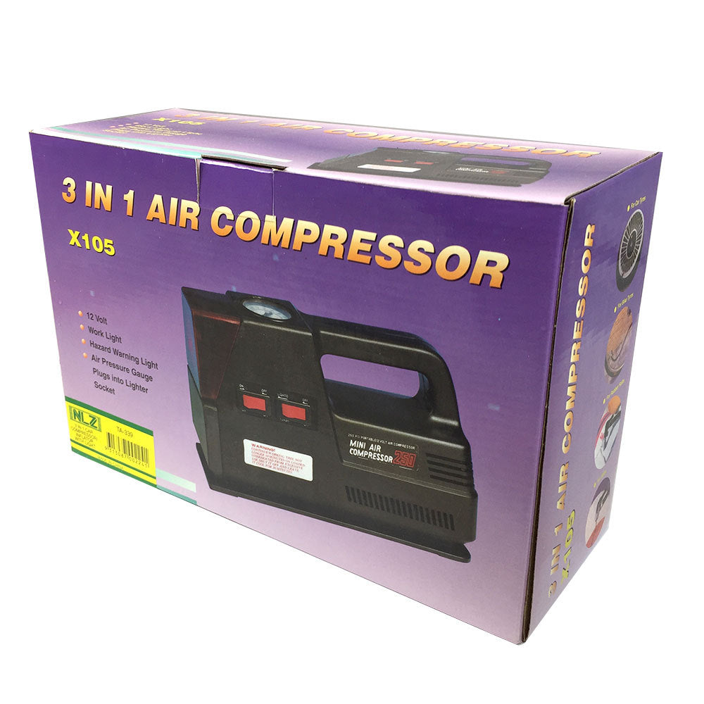 NLZ 3 in 1 Mini Air Compressor/Pressure Gauge w/ Light Portable 12V Tyre Inflator — image 4