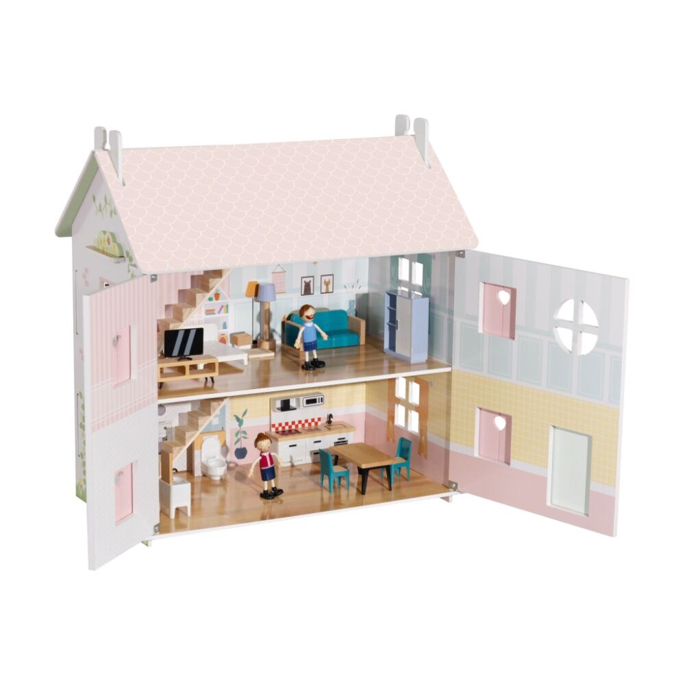 Tooky Toy Wooden Doll House Two-Storey Toyhouse Roleplay Children/Kids 3y+