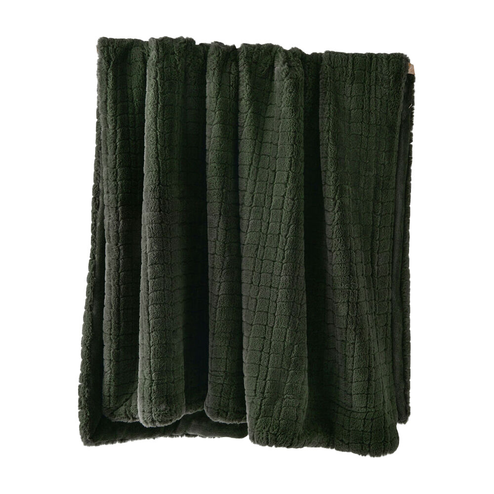 Bianca Tambar Forest Green Throw Rug Faux Fur Sofa/Bed Decor 170x130cm Polyester