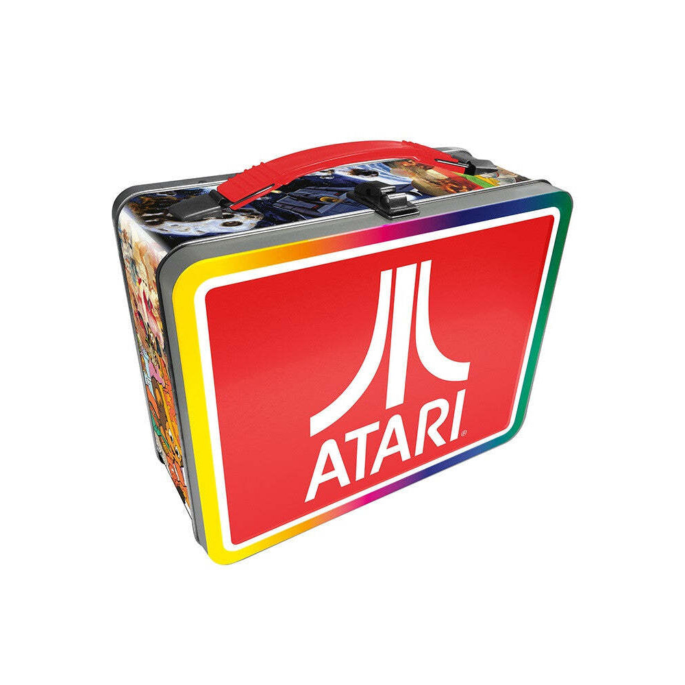 Aquarius Tin Carry All Atari Fun Box Food Storage Lunchbox w/Handle Square