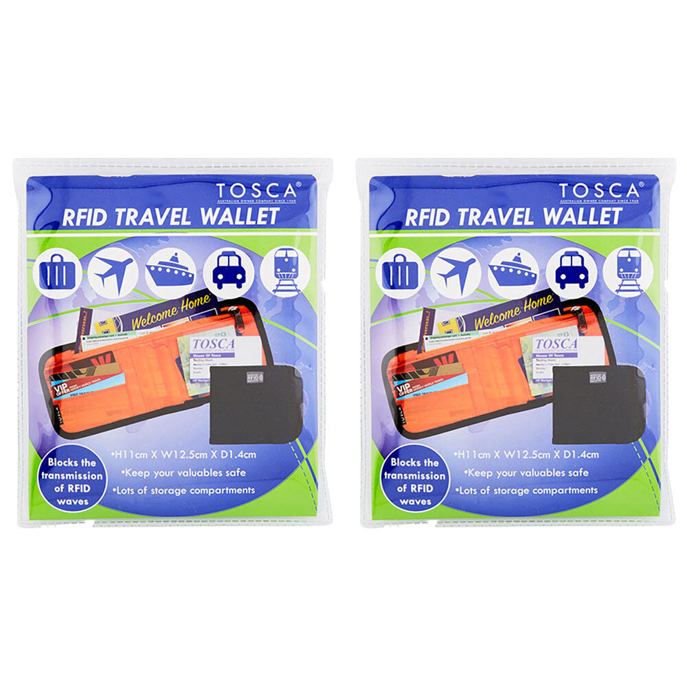 Tosca 2Pk Rfid Blocking Safety Travel Money Card Wallet