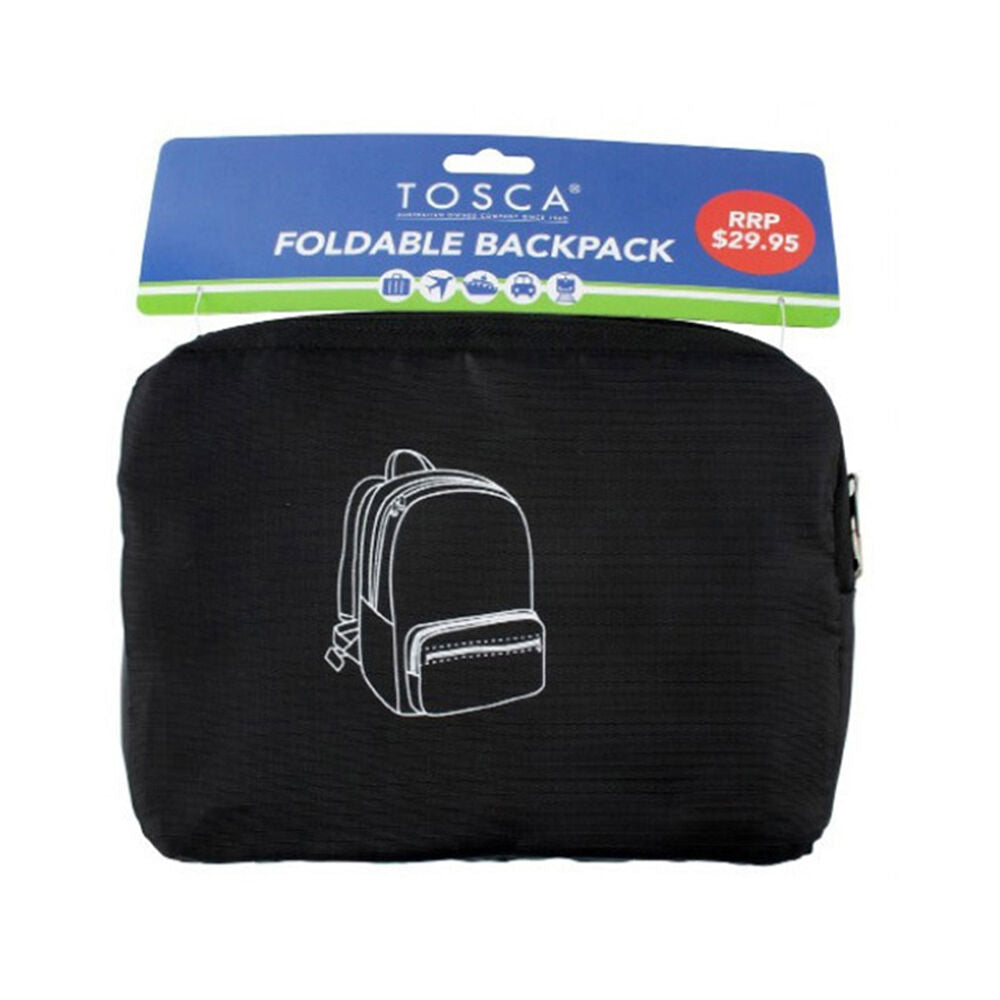 Tosca Foldable Lightweight Travel Outdoor Compact Backpack Bag - Black