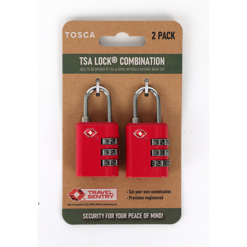 Tosca TSA Approved Travel Luggage Suitcase Combination Safety Lock (2 Pieces) — Pink