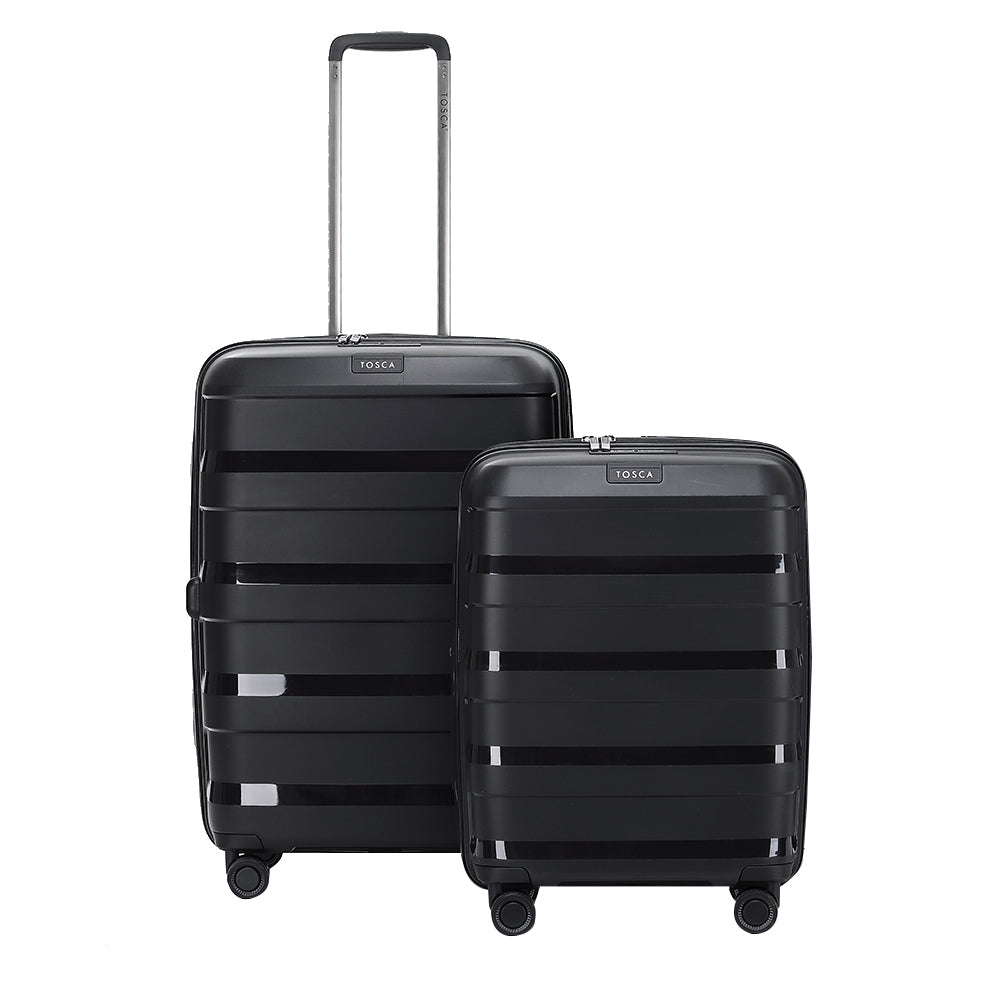 Tosca Comet 40L 20" & 88L 25" Hard Case Trolley Suitcase Luggage Combo Black
