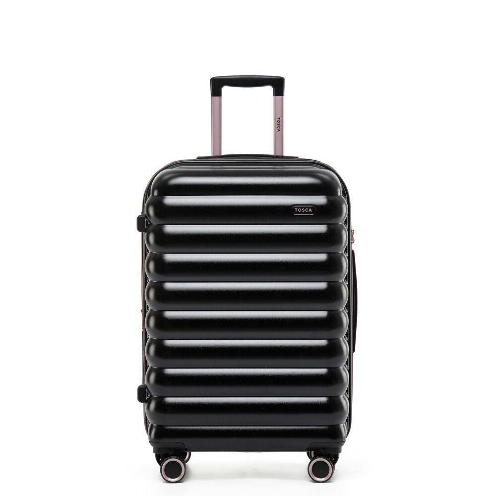 Tosca Como Medium Lightweight Stylish Trolley Hard Case Suitcase 67cm Black