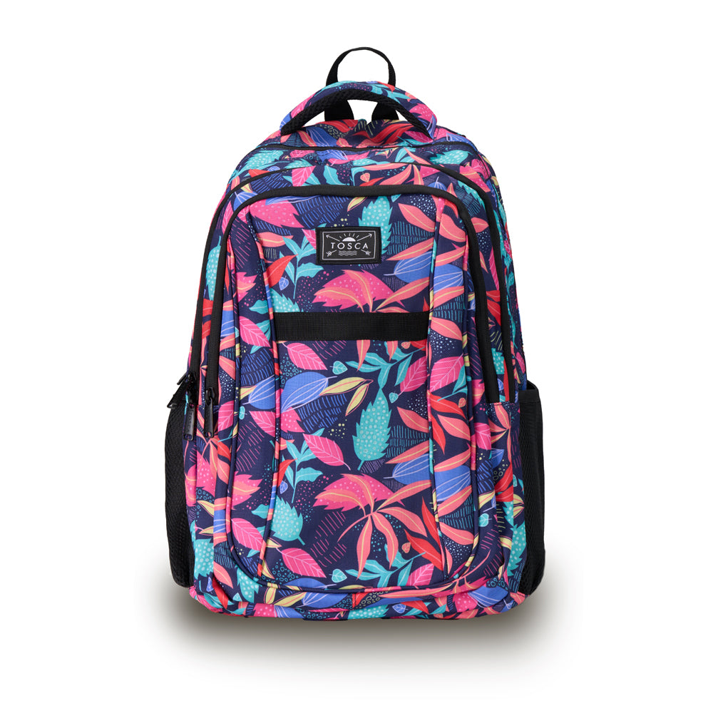 Tosca 35L School/Work Backpack Outdoor Travel Bag wCompartment Black Tropical