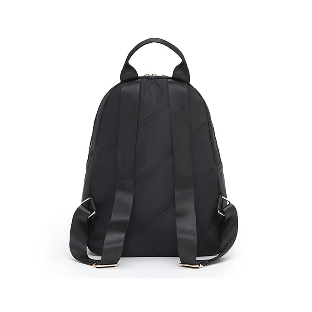 Tosca Daily Nylon Lightweight Shoulder Laptop School Backpack Stitch — Black