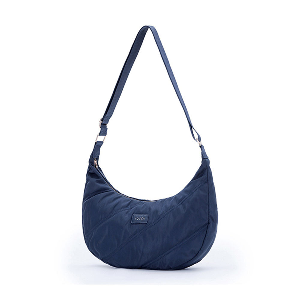 Tosca Everyday Hobo Shoulder Compact Crescent Purse Handbag Stitch — Navy