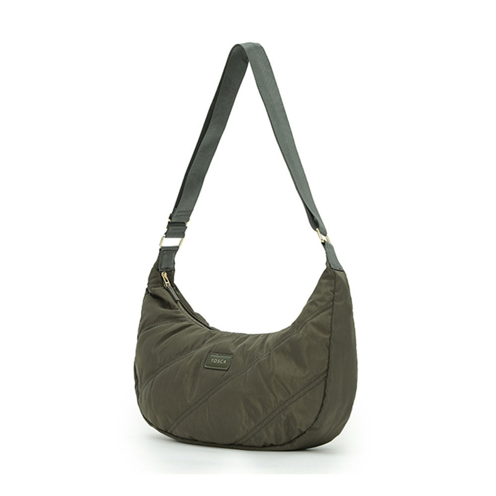 Tosca Everyday Hobo Shoulder Compact Crescent Purse Handbag Stitch — Khaki