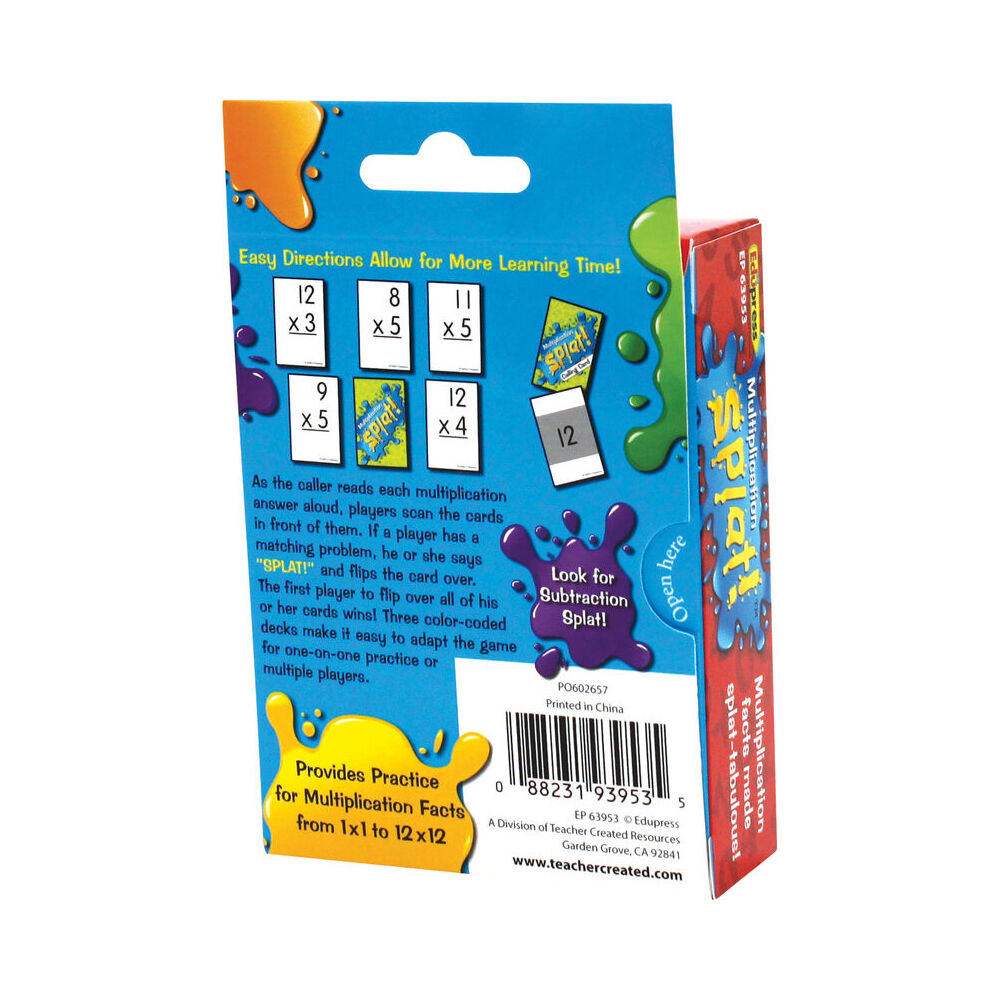 Teacher Created Resources Multiplication Splat Flash Card Game Set Kids 6y+ — image 6