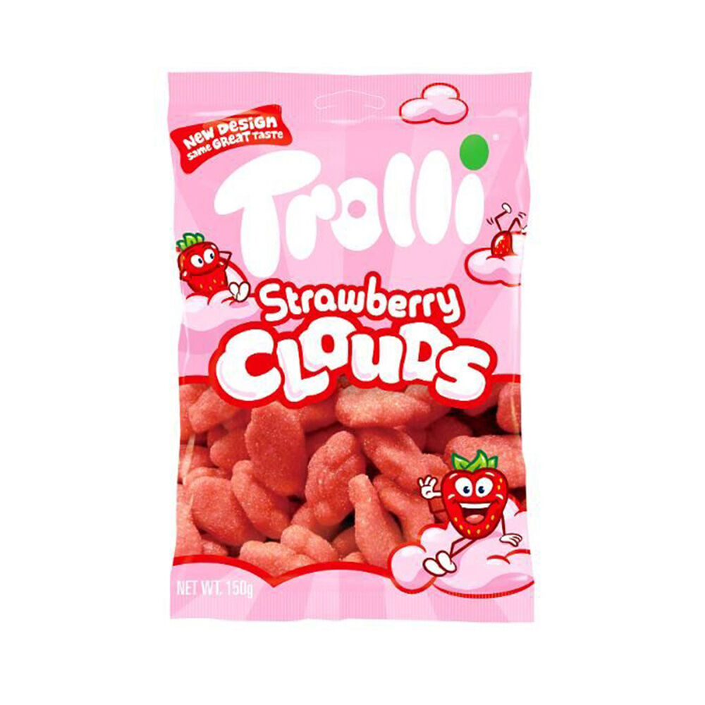 Trolli 150g Red Chewy Candy Lollies Soft Strawberry Clouds Packet