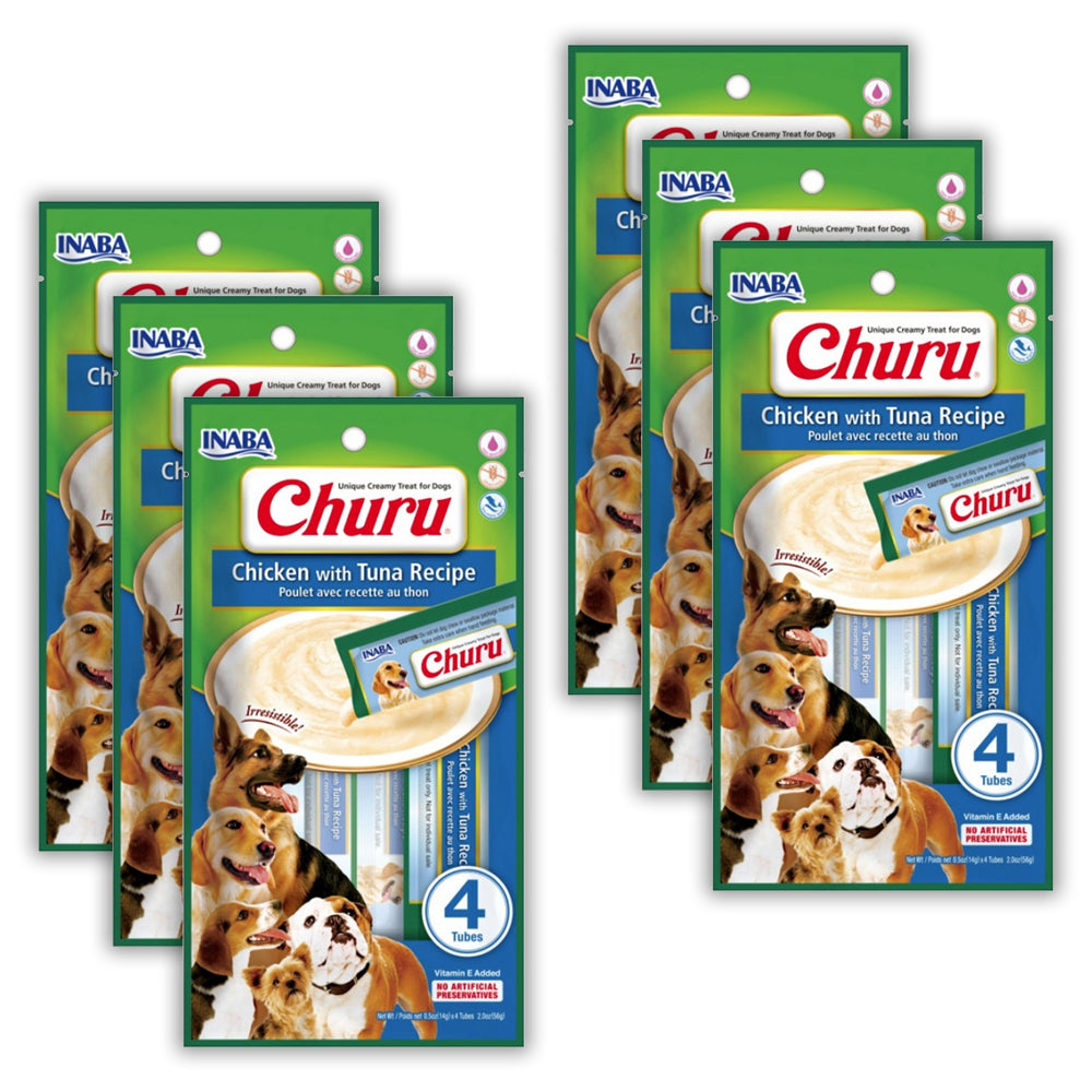Inaba Pet Dog Churu Snack/Treats Puree Paste Tubes Chicken w/ Tuna 56g (24 Pack)