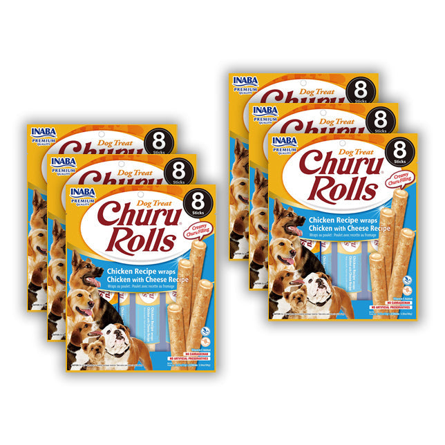 Inaba Pet Dog Churu Snack Nibble Chew Treat Rolls Chicken Wraps w/Cheese 96g (48 Pack)
