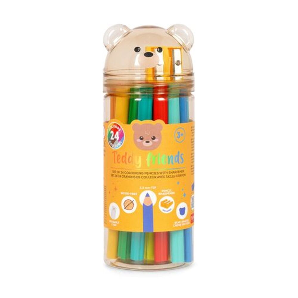 Legami 24pc Legami Colour Pencil Set Teddy Container With Sharpener Kids Crafts 3y+ (4 Pack) — image 2